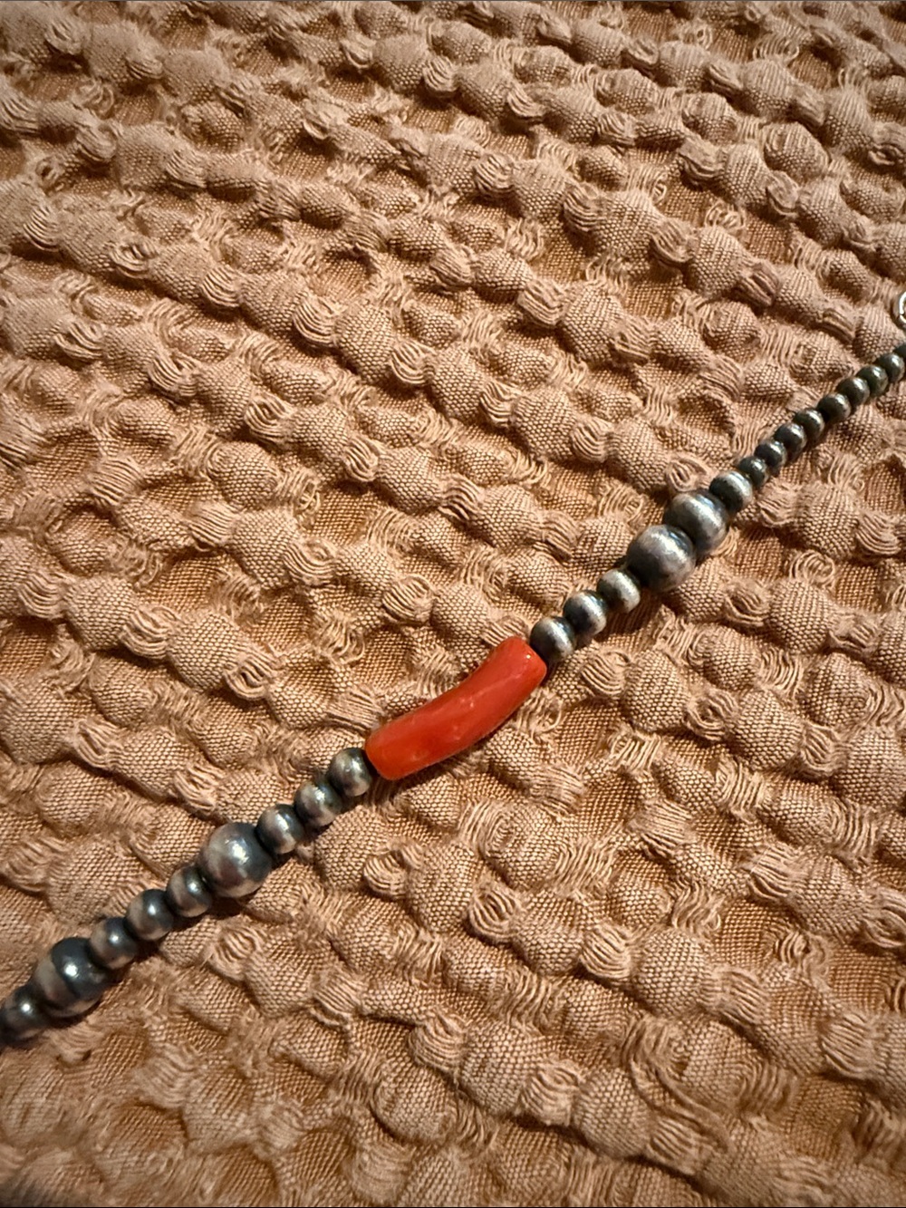 Sterling coral & Sterling pearls bracelet